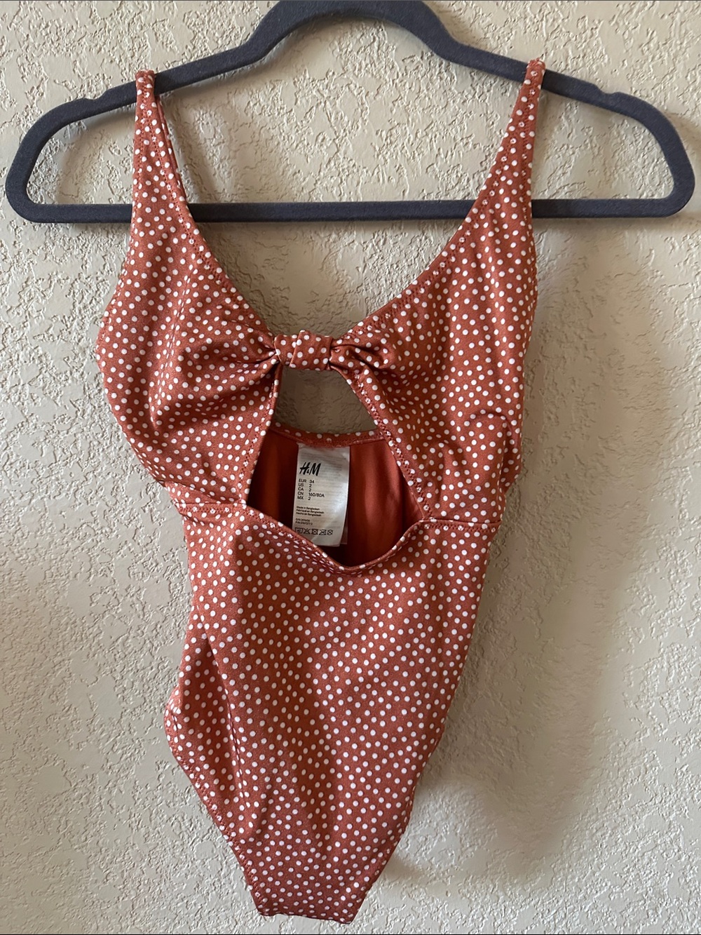 H&M Rust Polka Dot One-Piece with Front Tie